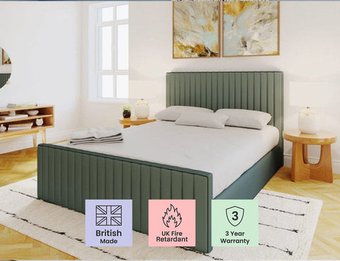 Hippo™ York Ottoman Bed Luxury Upholstered With Matching Headboard
