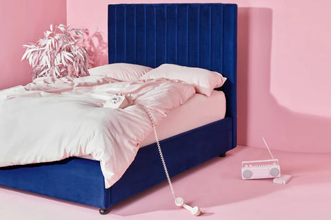 Bed Headboard Blue Colour Theme