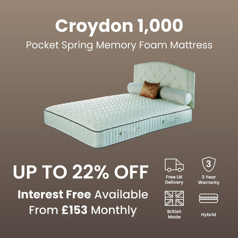 Yark Beds & Mattresses by Duke Brothers Mattresses Luxury Premium Croydon 1,000 Pocket Spring with Memory Foam Hybrid Medium Soft Mattress