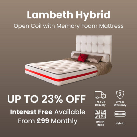 Yark Mattresses by Duke Brothers Mattresses Luxury Premium Lambeth Open Coil with Quality Memory Foam Hybrid Medium Soft Mattress