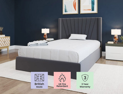Hippo™ Brixham Ottoman Luxury Upholstered Bed With Matching Winged Headboard