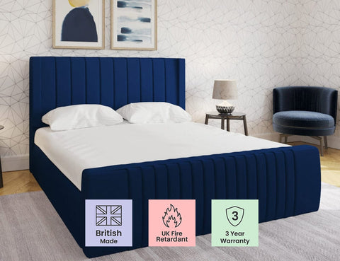 Hippo™ Warwick Ottoman Luxury Upholstered Bed With Matching Winged Headboard